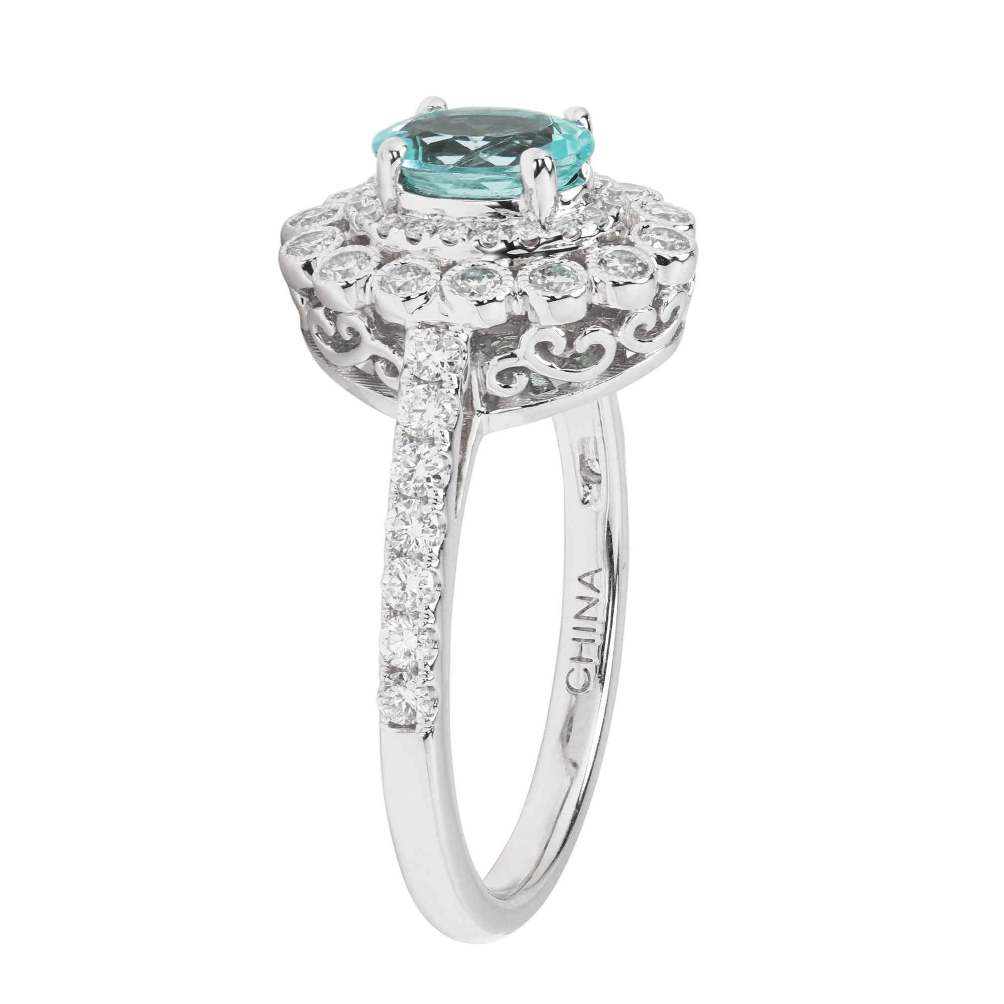 Paraiba Tourmaline Ring in 14kt White Gold with Diamonds (5/8ct tw)