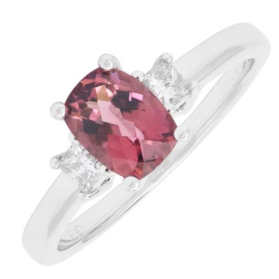 Maine Pink Tourmaline Ring in 14kt White Gold with Diamonds (1/5ct tw)