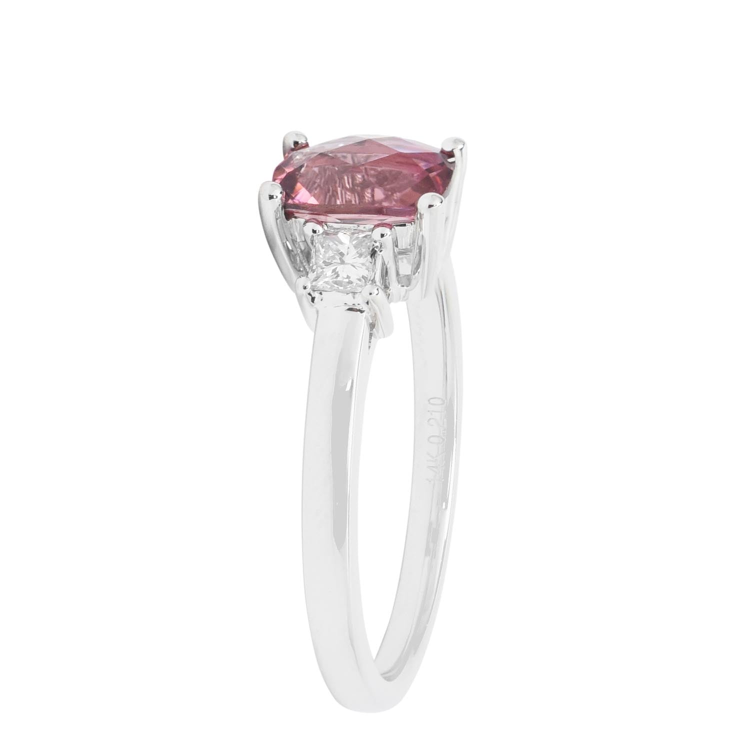 Maine Pink Tourmaline Ring in 14kt White Gold with Diamonds (1/5ct tw)