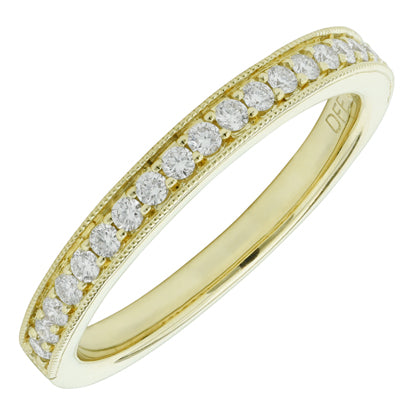 Diamond Pave Milgrain Wedding Band in 14kt Yellow Gold (1/4ct tw)