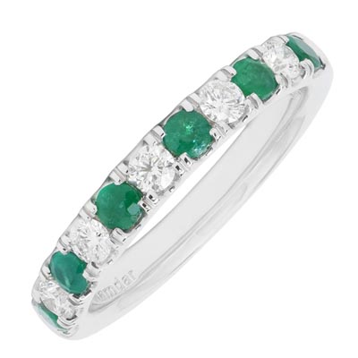 Emerald and Diamond Band in 14kt White Gold (1/3ct tw)