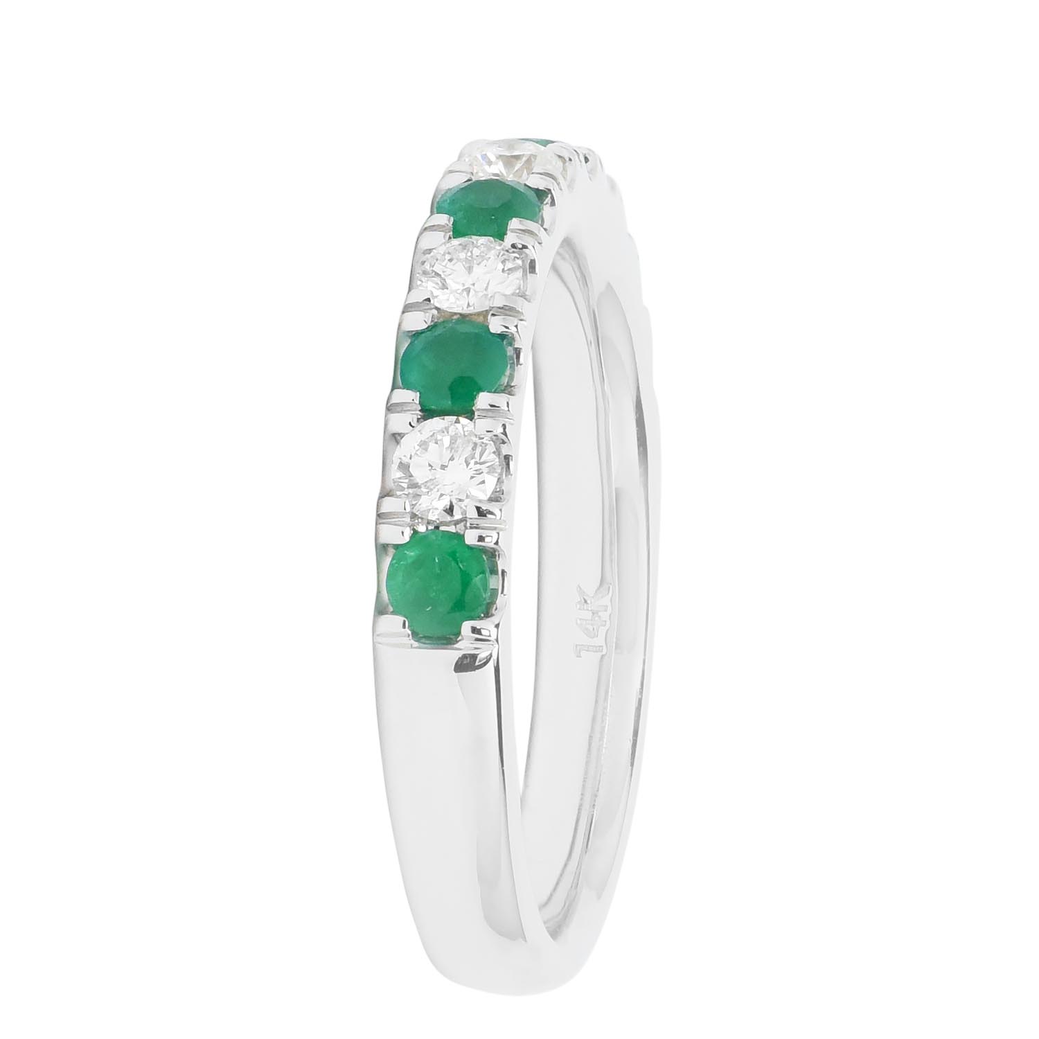 Emerald and Diamond Band in 14kt White Gold (1/3ct tw)