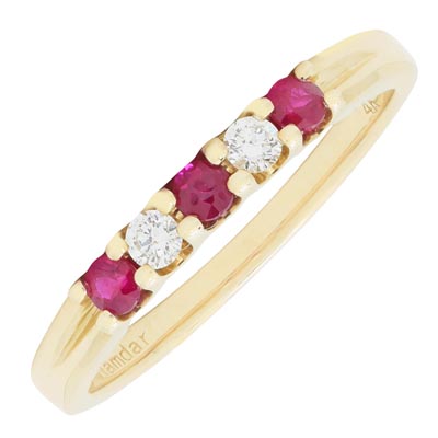 Ruby and Diamond Anniversary Band in 14kt Yellow Gold (1/10ct tw)