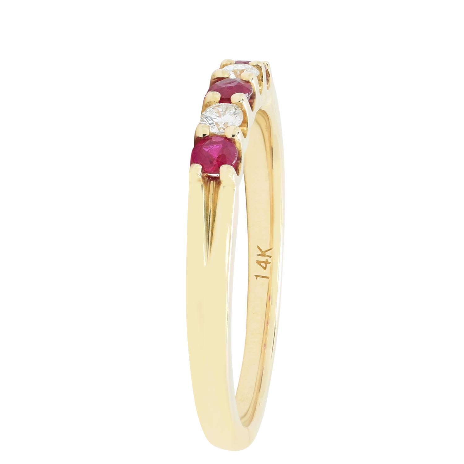 Ruby and Diamond Anniversary Band in 14kt Yellow Gold (1/10ct tw)