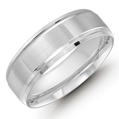 Mens Wedding Band in 14kt White Gold (7mm)