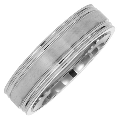 Mens Comfort Fit Wedding Band in 14kt White Gold (6mm)