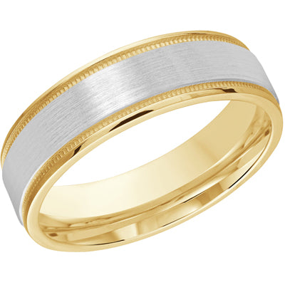 Mens Wedding Band in 14kt White and Yellow Gold (6mm)