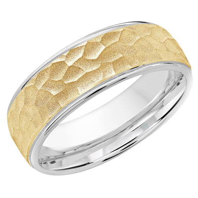 Mens Wedding Band in 14kt Yellow and White Gold (7mm)