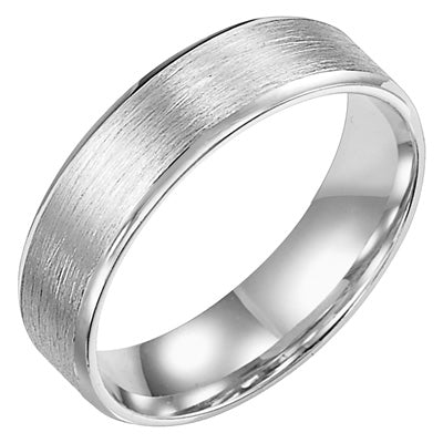 Mens Wedding Band in 14kt White Gold (6mm)