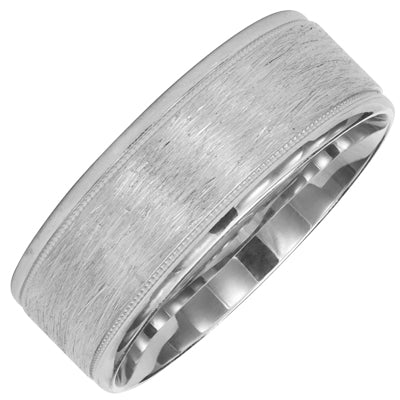 Mens Comfort Fit Wedding Band in 14kt White  Gold (8mm)