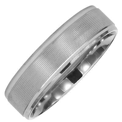 Mens Comfort Fit Wedding Band in 14kt White Gold (6mm)