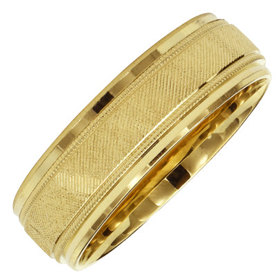 Mens Comfort Fit Wedding Band in 14kt Yellow Gold (7mm)