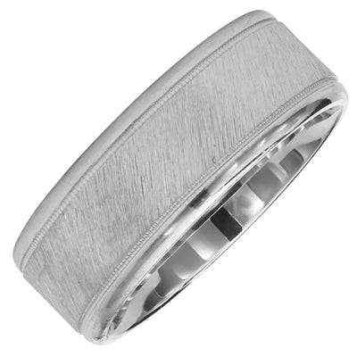 Mens Comfort Fit Wedding Band in 14kt White Gold (8mm)