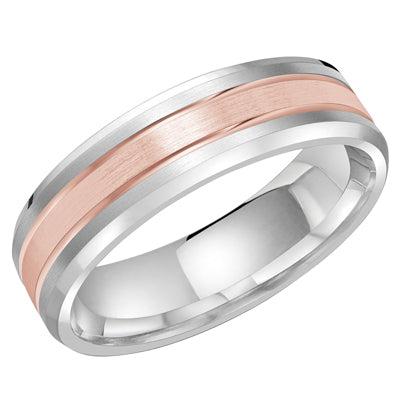 Mens Wedding Band in 14kt White and Rose Gold (6mm)