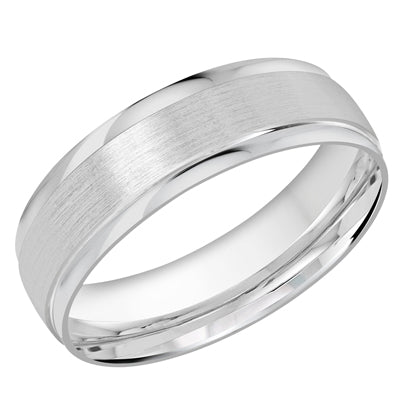 Mens Wedding Band in 14kt White Gold (6mm)