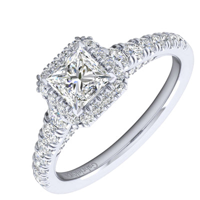 Gabriel Hazel Halo Diamond Engagement Ring Setting in 14kt White Gold (5/8ct tw)