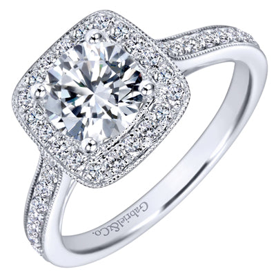 Gabriel Harper Vintage Halo Diamond Engagement Ring Setting in 14kt White Gold (1/2ct tw)