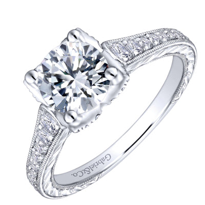 Gabriel Veronica Vintage Diamond Engagement Ring Setting in 14kt White Gold (3/8ct tw)