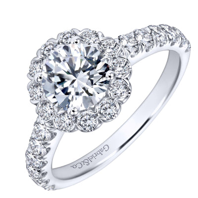 Gabriel Rosalynn Diamond Halo Engagement Ring Setting in 14kt White Gold (7/8ct tw)
