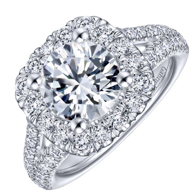 Gabriel Diamond Halo Engagement Ring Setting in 14kt White Gold (1ct tw)