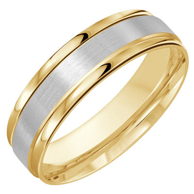 Mens Wedding Band in 14kt Yellow and White Gold (6mm)