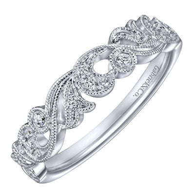 Gabriel Floral Diamond Stackable Ring in 14kt White Gold (1/7ct tw)