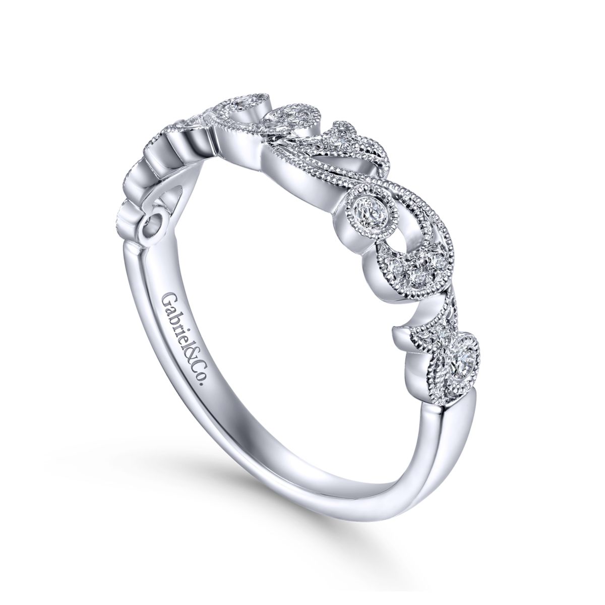 Gabriel Floral Diamond Stackable Ring in 14kt White Gold (1/7ct tw)