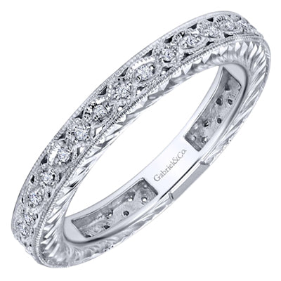 Gabriel Intricate Cutout Stackable Diamond Ring in 14kt White Gold (1/10ct tw)