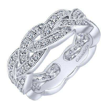 Gabriel Jacqueline Braided Stackable Diamond Band in 14kt White Gold (1/2ct tw)