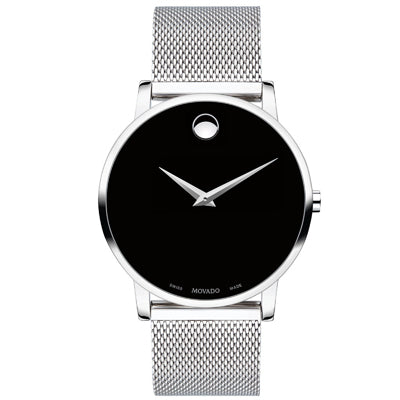 Movado Museum Classic Mens Watch with Black Dial and Stainless Steel Bracelet (Swiss quartz movement)