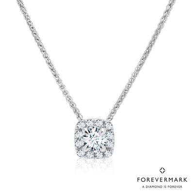 Forevermark Center of My Universe Diamond Halo Necklace in 18kt White Gold (1/4ct tw)