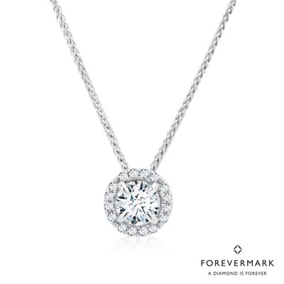 Forevermark Center of My Universe Diamond Halo Necklace in 18kt White Gold (1/3ct tw)