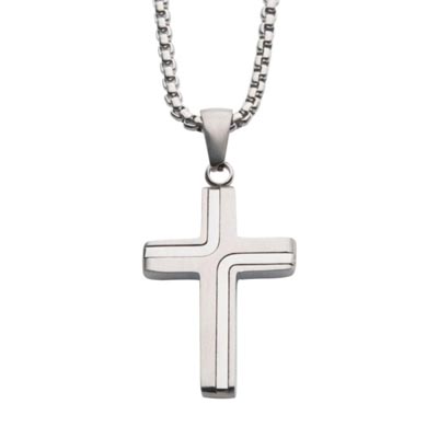 Cross Necklace in Stainless Steel (22 inches)