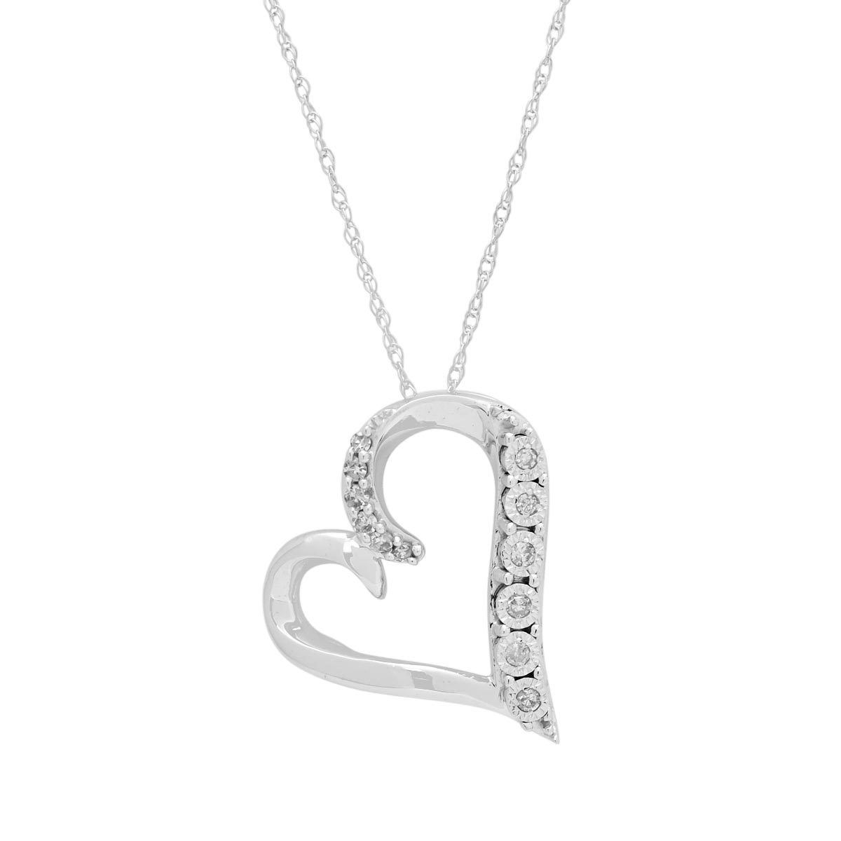 Diamond Heart Necklace in 10kt White Gold (1/10ct tw)