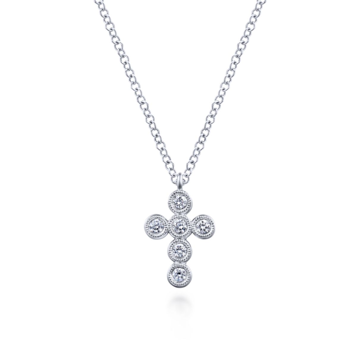 Gabriel Diamond Cross Necklace in 14kt White Gold (1/10ct tw)