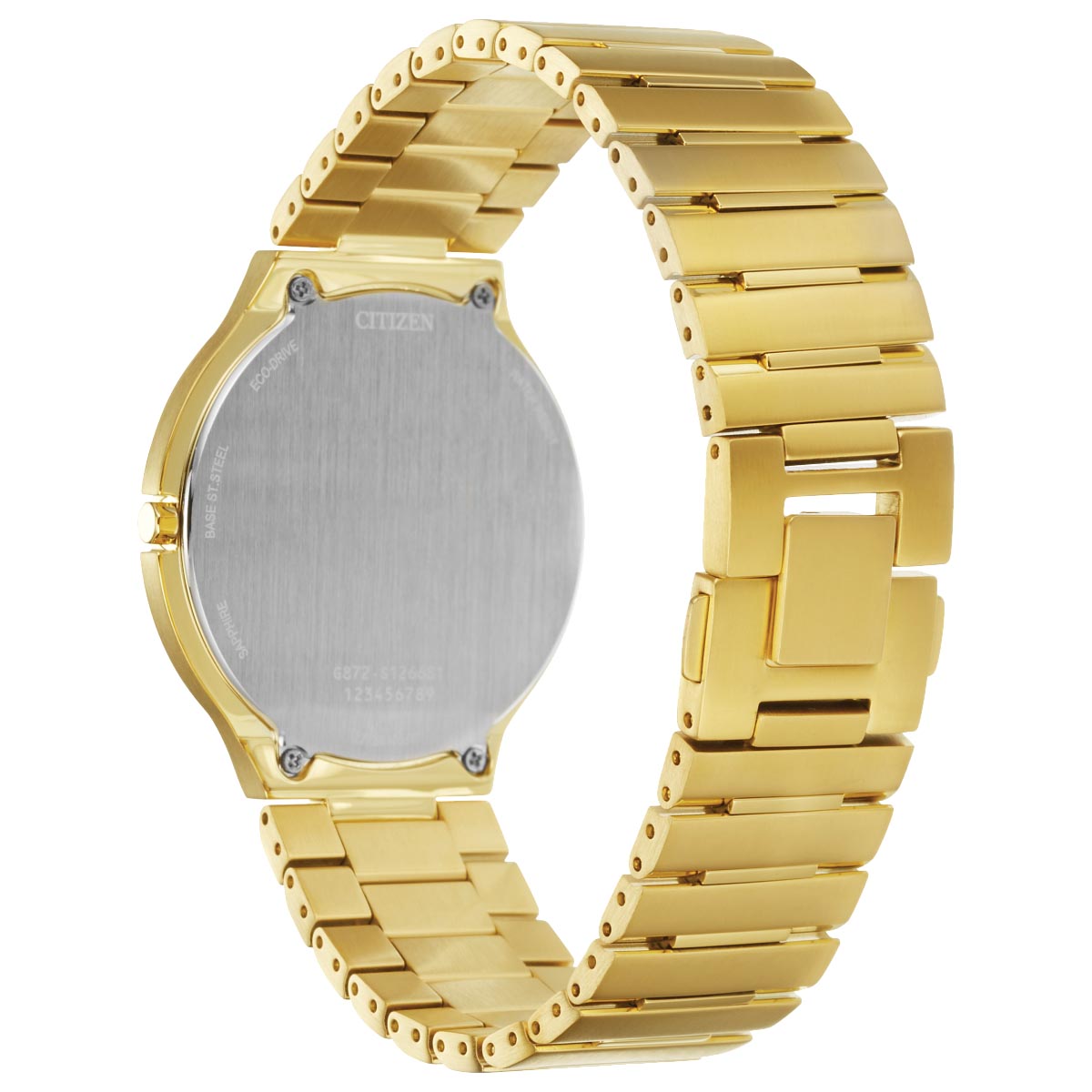 Citizen Stiletto Mens Watch with Black Dial and Yellow Gold Toned Bracelet (eco drive movement)