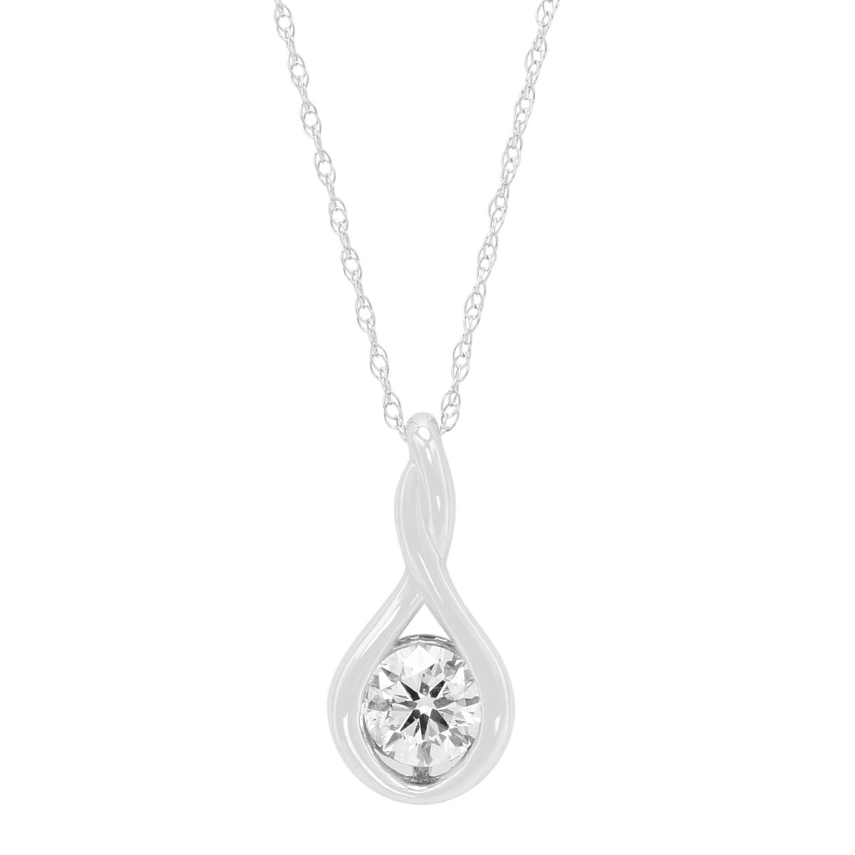 Diamond Solitaire Twist Necklace in 14kt White Gold (1/2ct)