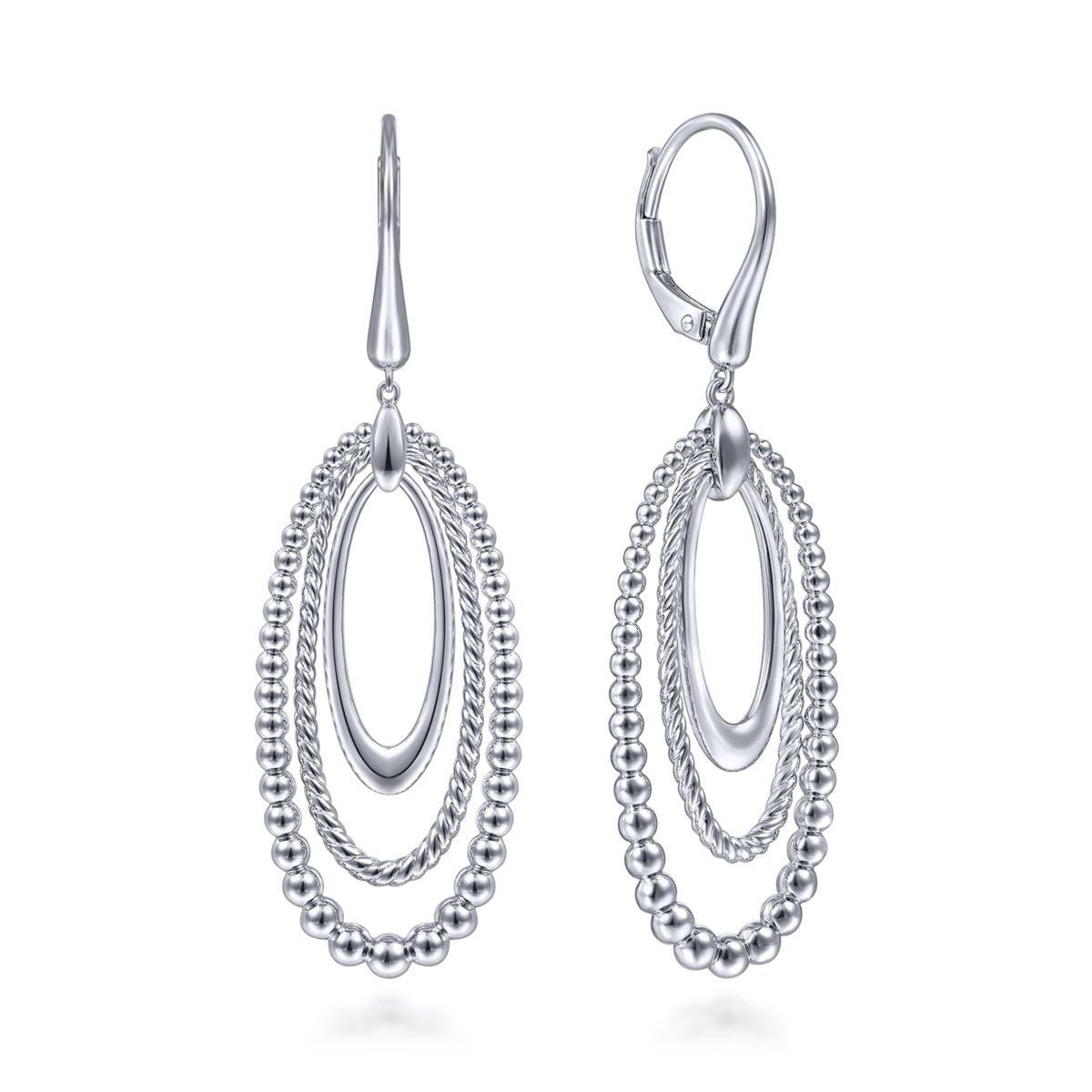 Gabriel Bujukan Collection Oval Drop Earrings in Sterling Silver