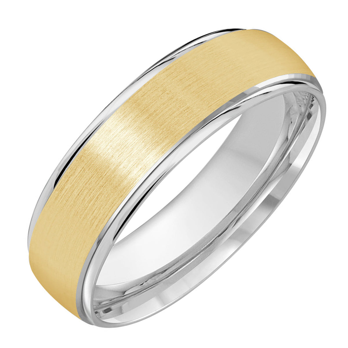 Mens Wedding Band in 14kt  Yellow and White Gold (6mm)