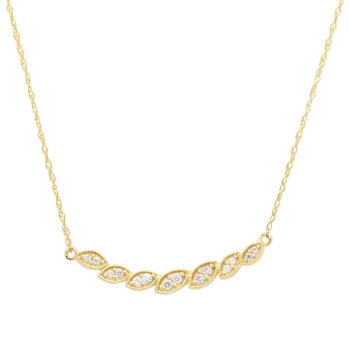 Diamond Marquise Necklace in 10kt Yellow Gold (1/10ct tw)