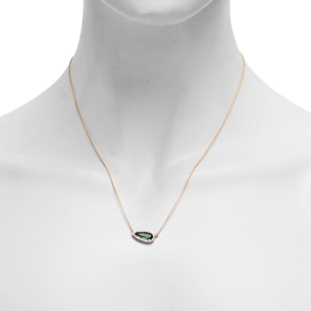 Maine Green Tourmaline Necklace in 14kt Yellow Gold with Diamonds (1/5ct tw)