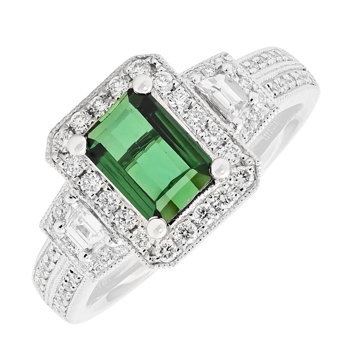 Maine Green Tourmaline Ring in 14kt White Gold (7/8ct tw)