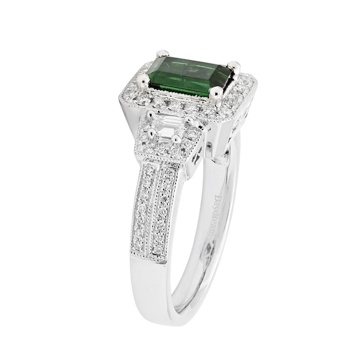 Maine Green Tourmaline Ring in 14kt White Gold (7/8ct tw)