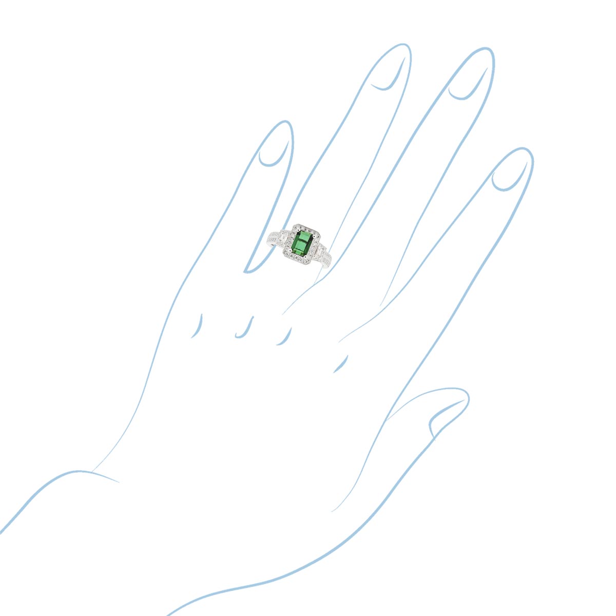 Maine Green Tourmaline Ring in 14kt White Gold (7/8ct tw)