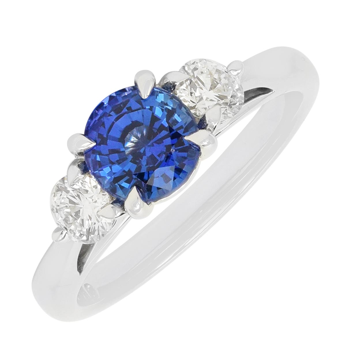 Martin Flyer Sapphire Ring in 14kt White Gold with Diamonds (1/2ct tw)