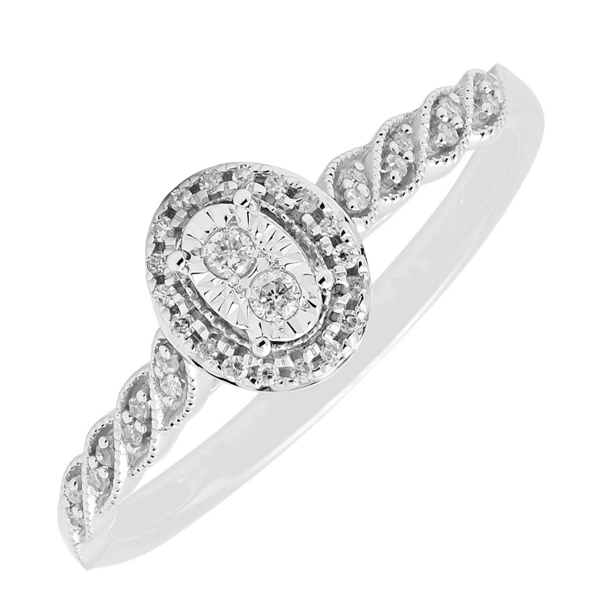 Diamond Oval Promise Ring in 10kt White Gold (1/10ct tw)