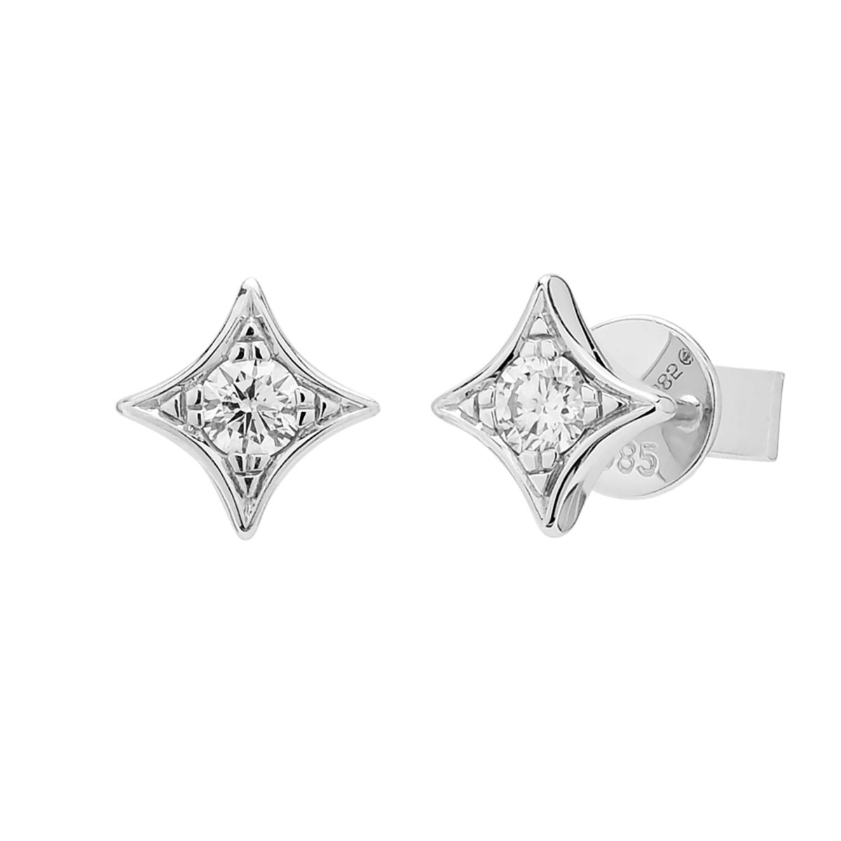 Diamond Star Stud Earrings in 14kt White Gold (1/5ct tw)