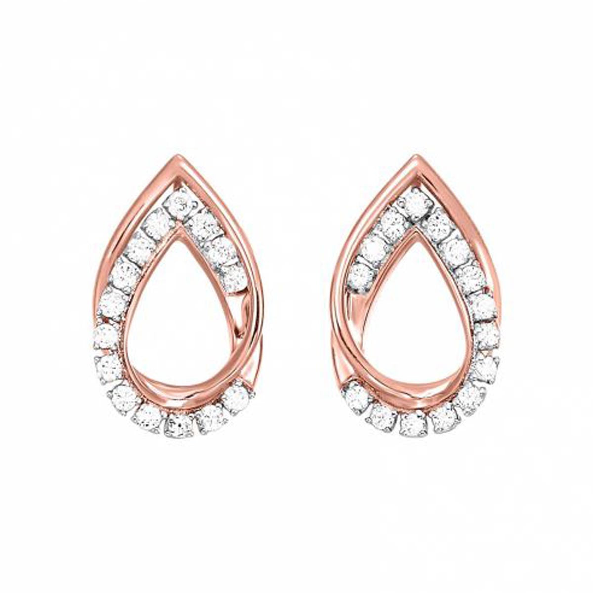 Diamond Pear Shape Earrings in 10kt Rose Gold (1/7ct tw)