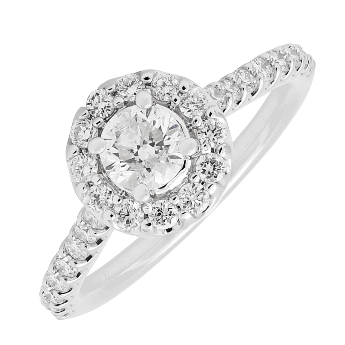 Diamond Halo Engagement Ring in 14kt White Gold (1ct tw)