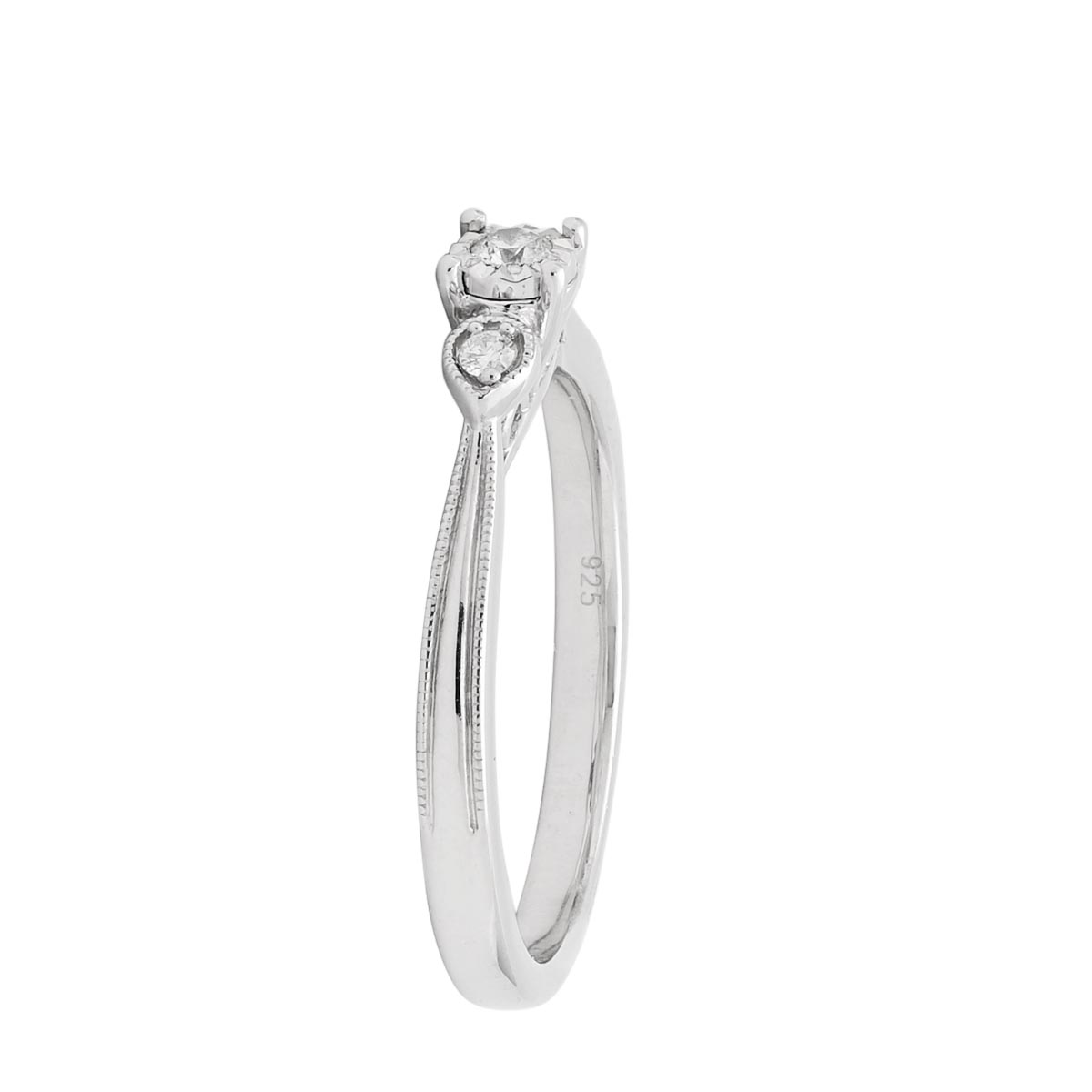 Diamond Accent Three Stone Promise Ring in Sterling Silver